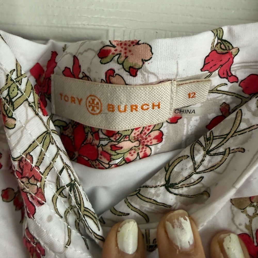 TORY BURCH SYLVIA Dress Wte Floral Sz L(10/12) SRP $325 - Picture 8 of 8